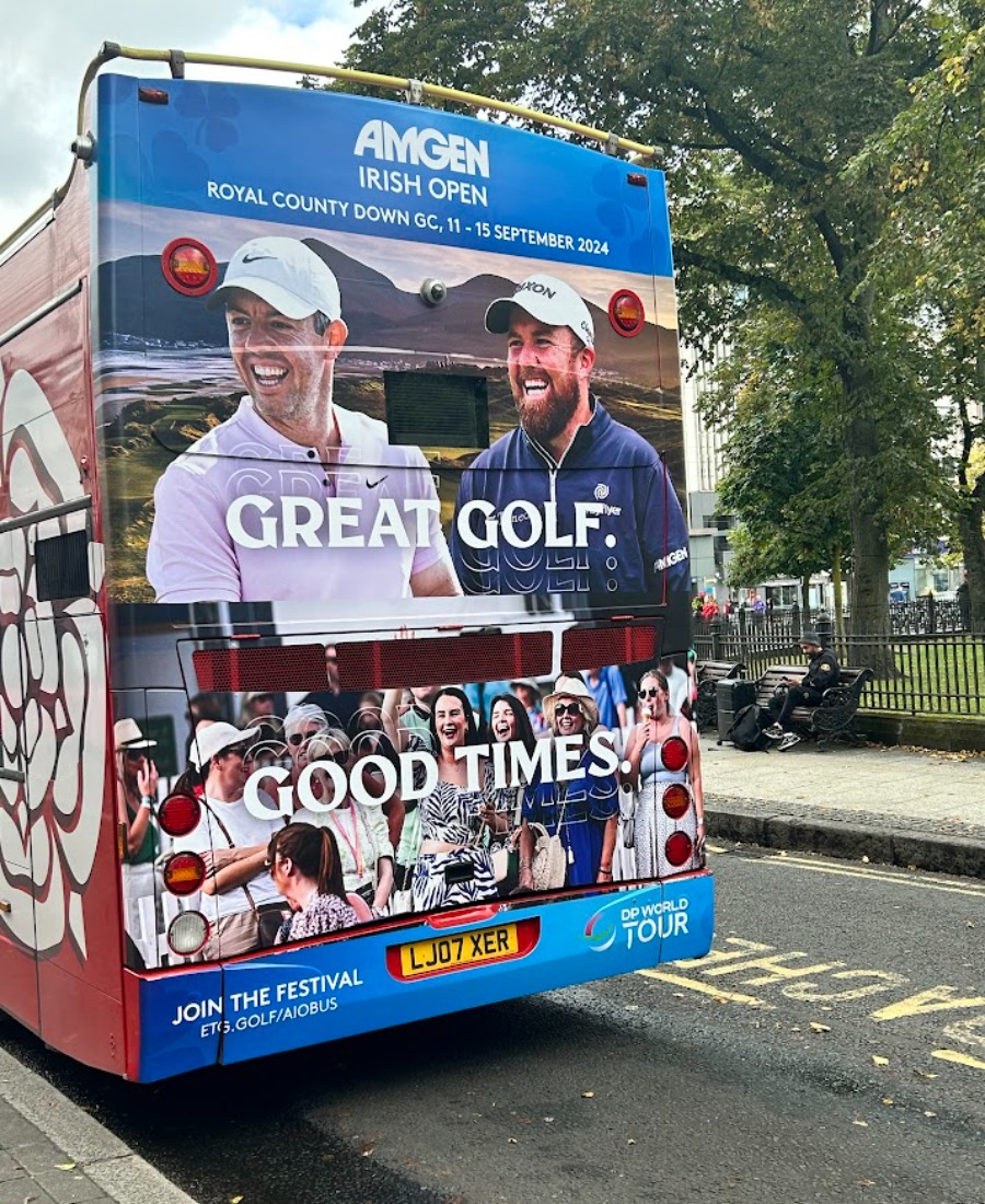 Irish Open advert on back of sightseeing bus