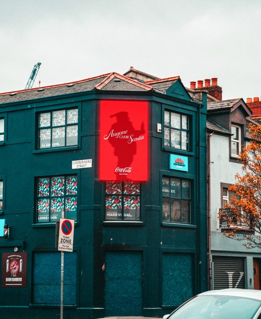 Cocacola ad on donegall road screen