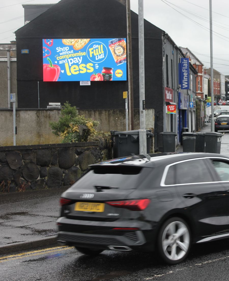 Howdens advertisement on our Ballymena Digital Screen